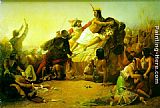 John Everett Millais Canvas Paintings - Pizarro Seizing the Inca of Peru